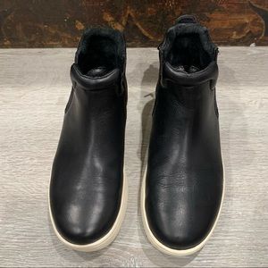 J/SLIDES NYC Black Leather Platform Sneaker Bootie